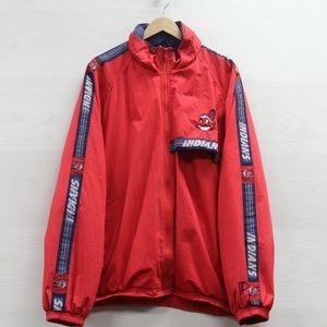 Vintage Red Cleveland Indians Windbreaker Bomber Race Jacket XXL 90’s MLB